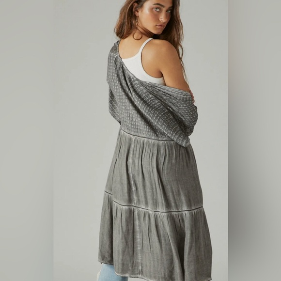 NWT Lucky Brand Textured Street Kimono OS Washed Black - Picture 2 of 6